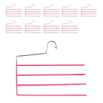 루시스 코팅 바지걸이 4단, 핑크, 10개
