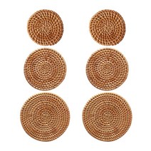브리스크스타일 라탄 원형 홈카페 티 코스터 대 2p + 중 2p + 소 2p 세트