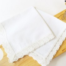 슈슈룸 프랑스자수 레이스 손수건 반제품 랜덤, 화이트