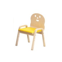 토리 4단계 높이 조절 원목 어린이 쿠션 의자, 노랑