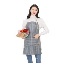 루이스 스트라이프 데일리 작업복 방수 주방 앞치마, 그레이, 1개
