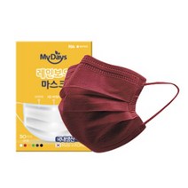 마이데이즈 MB필터 레인보우 일회용 컬러 덴탈 마스크 일반형 L, 30매입, 1개, 버건디 와인