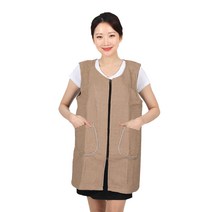 레뷰가운 울 체크 조끼 앞치마 M AE333, 브라운, 1개