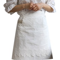 골드얀 눈꽃자수 광목 허리앞치마, 화이트, 1개