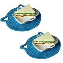 양손컴퍼니 고양이 테이블 매트 2p, 블루, 30cm