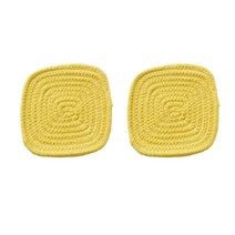 감동픽 손뜨개 식탁매트 2p, 노란색, 16 x 16 cm