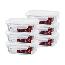 락앤락 글라스 블랑 밀폐용기, 6개, 밀폐용기 직사각 370ml