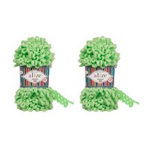 리네아 퍼피파인 핑거니팅 뜨개실 2p, 516 형광연두, 14m, 2개