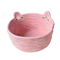 BUBU 고양이 모양 수납용 면 바구니 중 21cm x 12cm, 핑크, 1개