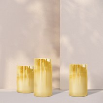 모던홀릭 LED 양초 캔들 티라이트 10cm + 12.5cm + 15cm 세트, 골드
