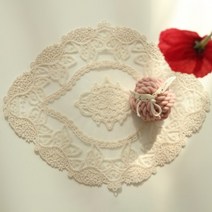 새벽노을 마들렌 프렌치 레이스 협탁 콘솔 식탁 매트, 베이지, S(26 x 22cm)