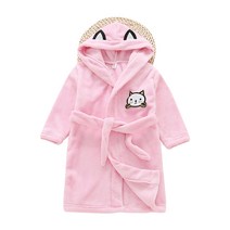 스타빈 아동용 패턴 후드 목욕가운 120호, 핑크캣