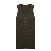 탱커스 여성 깊은 브이넥 롱 니트 베스트