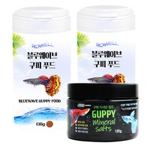 로웰 블루웨이브 구피 푸드 130g x 2p + 구피 미네랄 솔트 120g 세트, 1세트