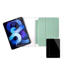 라이노핏 클래식 스마트 커버 태블릿PC 케이스 + 강화유리 필름 세트, 그린