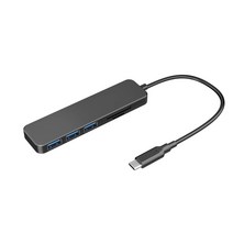 [쿠팡수입] 만듦 메모리카드 리더 3포트 USB 3.1 Gen1 허브 Type-C 20cm, 블랙