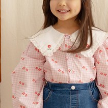 여아용 예니와동이 체크 프릴 블라우스