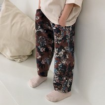 아동용 예니와동이 면 꽃 나염 바지