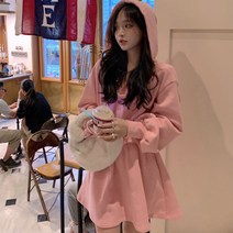큐랑 폴리 슬림 캐주얼 후드 원피스