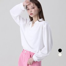 어썸어라운드 여성용 벌룬 카라 밴딩 티셔츠