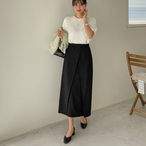 뒷밴딩 랩 일자핏 롱스커트