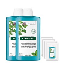 클로란 아쿠아민트 딥클렌징 쿨링 샴푸 민트향 400ml x 2p + 샘플 7ml x 4p 세트, 1세트