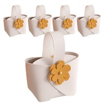 더깔끔 플라워 장식 레더 선물 포장 상자, 샴페인 앤 옐로우, 5개