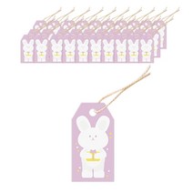 도나앤데코 선물포장 종이 태그 100p + 면끈 100p 세트, 1세트, 토끼가 전하는 축하 선물
