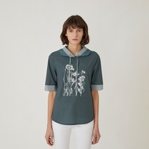 올리비아로렌 여성용 플라워 프린트 후드 티셔츠 VOCASYM4361