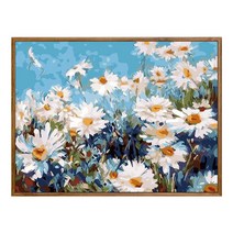 순잠 깜찍 모던 수채화 유채화 개릭터 그림그리기 DIY 세트 40 x 50 x 1.6 cm, 17 화이트 플라워 스카이
