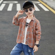 오렌지다몸 남아용 V포켓 큰체크 남방