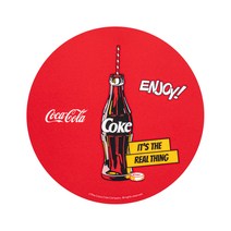 로이체 코카콜라 PVC 원형 마우스패드, 코크 레드, 1개
