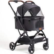 낫쏘빅 아로아 플러스 캐리어 강아지 유모차 분리형   레인커버   컵홀더 세트, 시크블랙