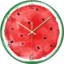 온메이커 과일모양 무소음 벽시계 30cm, 수박