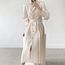 비비에모 고퀄리티 더블 카라넥 진주 롱 하객 원피스 01637