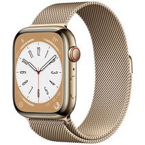 Apple 애플워치 8, 45mm, GPS+Cellular, 스테인리스, 골드 / 골드 밀레니즈 루프