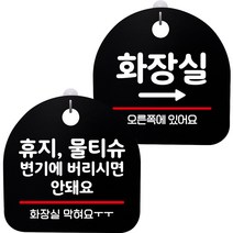 뭉키데코 고리형 안내표지판 2종 블랙 S8 세트, 1세트, S8_115(휴지 물티슈 변기에 안돼요, 화장실 오른쪽)