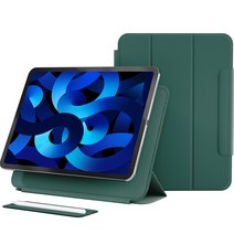 케이안 애플펜슬 수납 마그네틱 태블릿PC 커버 매트 폴리오 케이스, 미드나잇그린