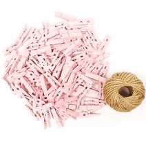 작은 나무집게 3.5cm 50p + 로프 30m 세트, 10 핑크(나무집게), 1세트