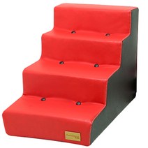 퍼니데코 프리미엄 가죽 강아지계단, 레드