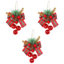 간지앳홈 리본벨 크리스마스 소품 인테리어 장식 3p, 쓰리레드