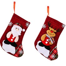 큐티 크리스마스 캐릭터 포인트 양말 선물 주머니 2p, 산타, 루돌프