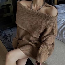 비비에모 오프숄더 와이드 터틀 넥 니트 미니 원피스 02186