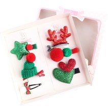 라엘코리아 유아용 크리스마스 루돌프 집게핀 5종 + 똑딱핀 세트