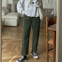 여성용 코듀로이 일자핏 스트링 밴딩 팬츠