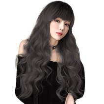 하이유니 글램 펌 롱 헤어 긴머리 통가발 68cm + 가발망 + 거치대 세트, 챠콜블랙(가발), 랜덤발송(거치대)