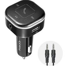 코시 차량용 블루투스 핸즈프리 USB 2포트 + AUX 케이블 세트 AT4068BT, 1세트, 블랙