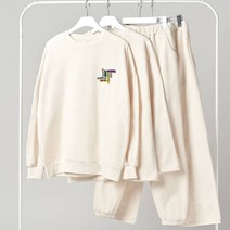 애플리 남성용 COLOR 프린팅 세미 기모 트레이닝 상하의 4종 세트 APS415