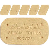 라운드 코너 엠보싱 패턴 필기체 영문 핸드메이드 레터링 DIY 소품 만들기 가죽 라벨 100g, 옐로우, 100개