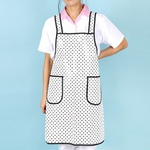 유폼 우레탄 도트 패턴 방수 파이핑 앞치마 소, 화이트, 1개
